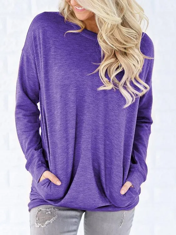 Wholesale Long Sleeve Round Neck Plain Tee