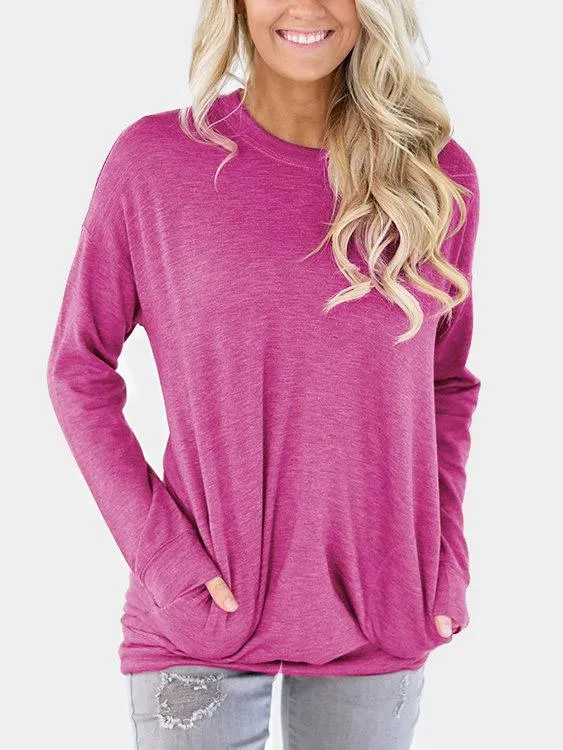 Wholesale Long Sleeve Round Neck Plain Tee