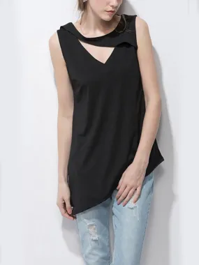 Wholesale Sleeveless Irregular Hem T-Shirts