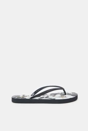 Women Black Printed Flip Flop