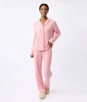 Women's Bamboo Rib-Knit Classic Long Sleeve Pajama Set