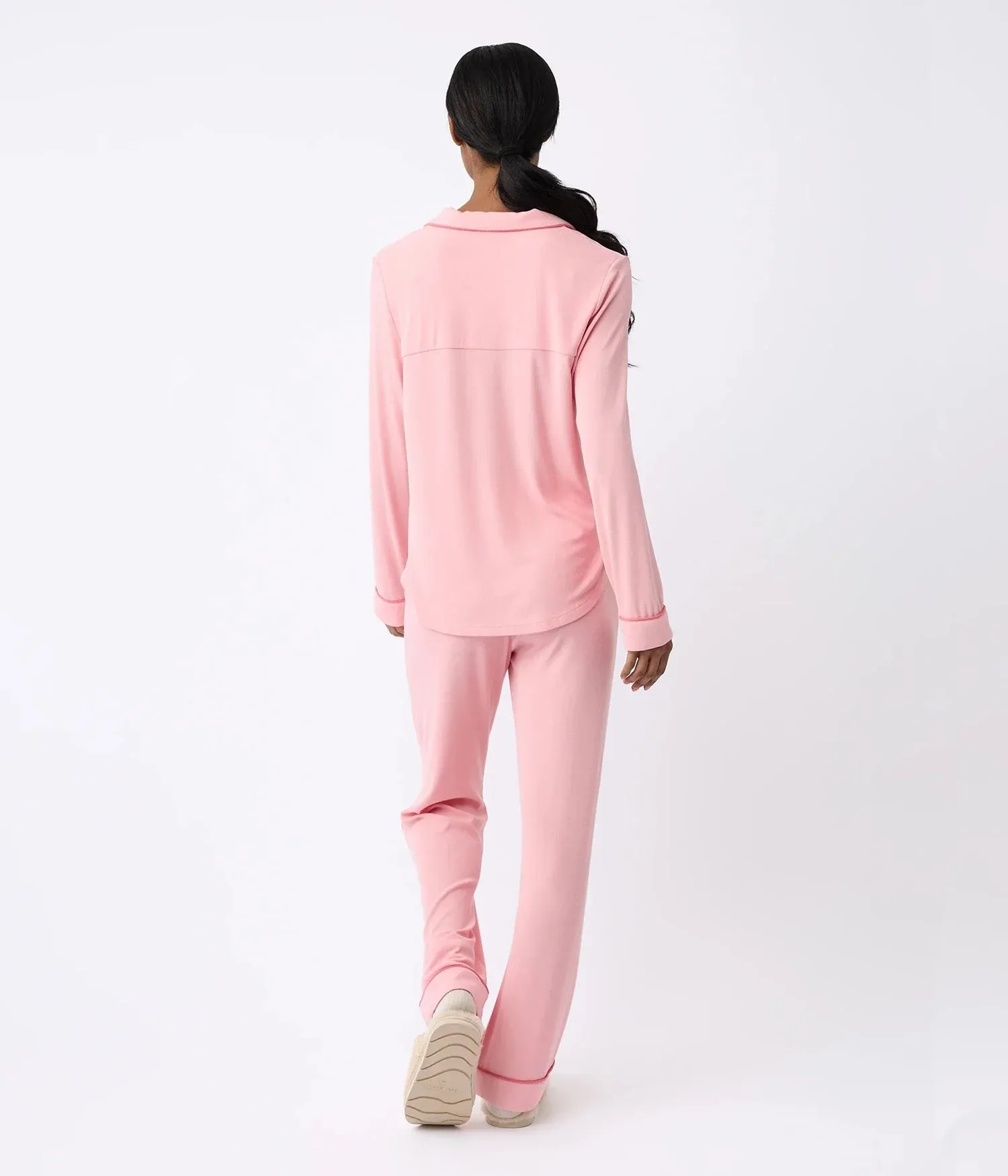 Women's Bamboo Rib-Knit Classic Long Sleeve Pajama Set