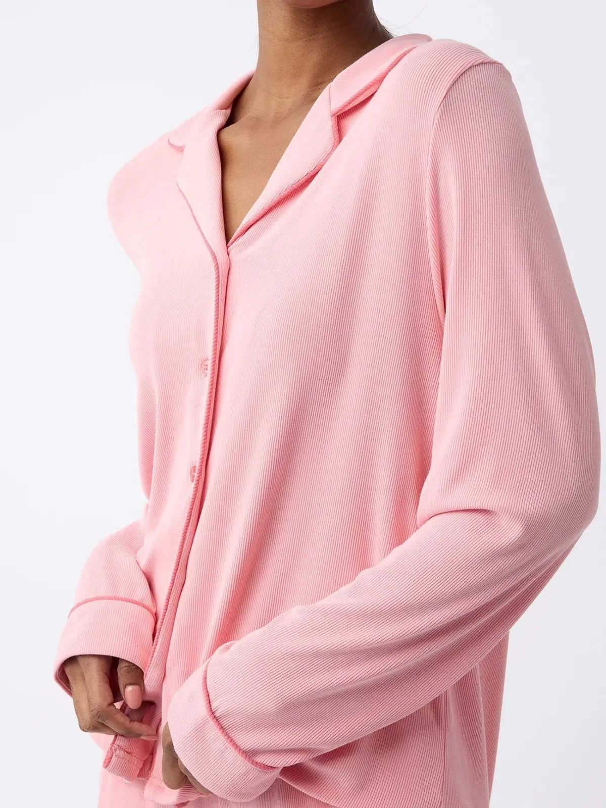 Women's Bamboo Rib-Knit Classic Long Sleeve Pajama Set