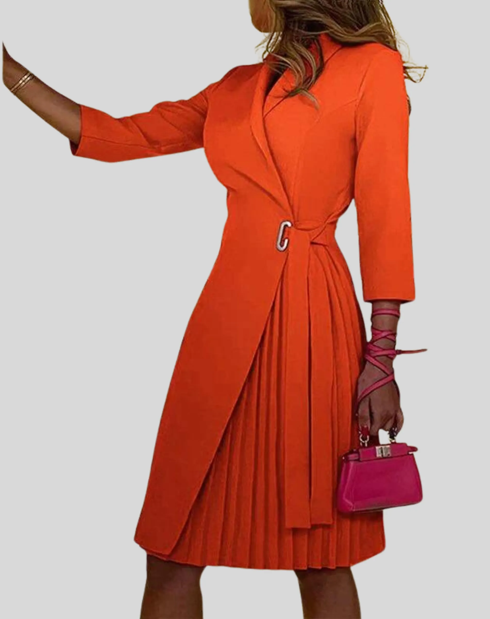 Women's Stylish Multicolored Blazer Dress with Half Sleeves and Side Belt | For Everyday Wear