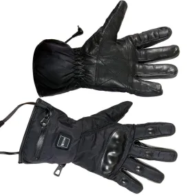 Xelement XS-5001 Men's Gauntlet Heated Leather and Nylon Gloves with Touch Screen Fingers and Knuckle Protection