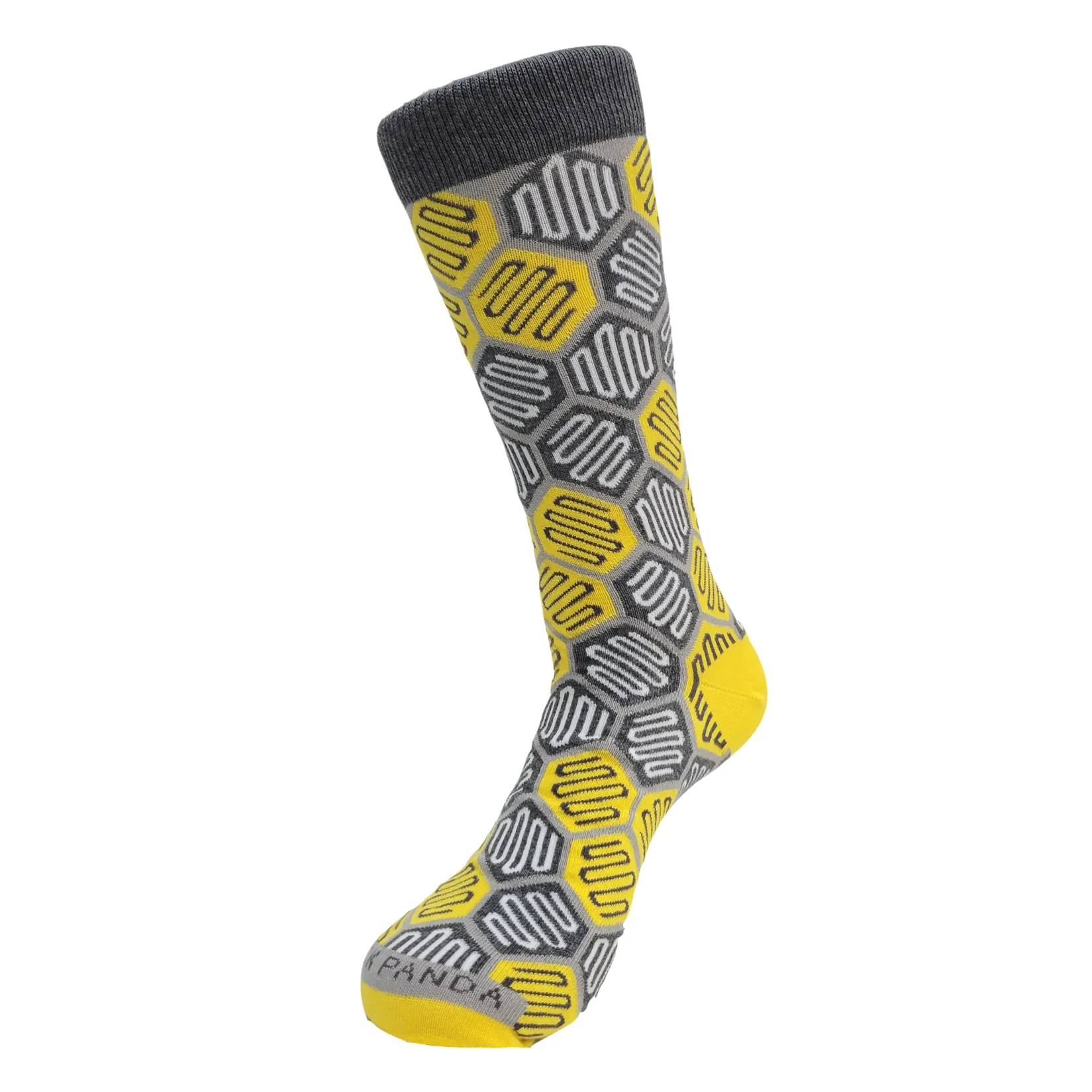 Yellow and Gray Hexagon Pattern Socks from the Sock Panda