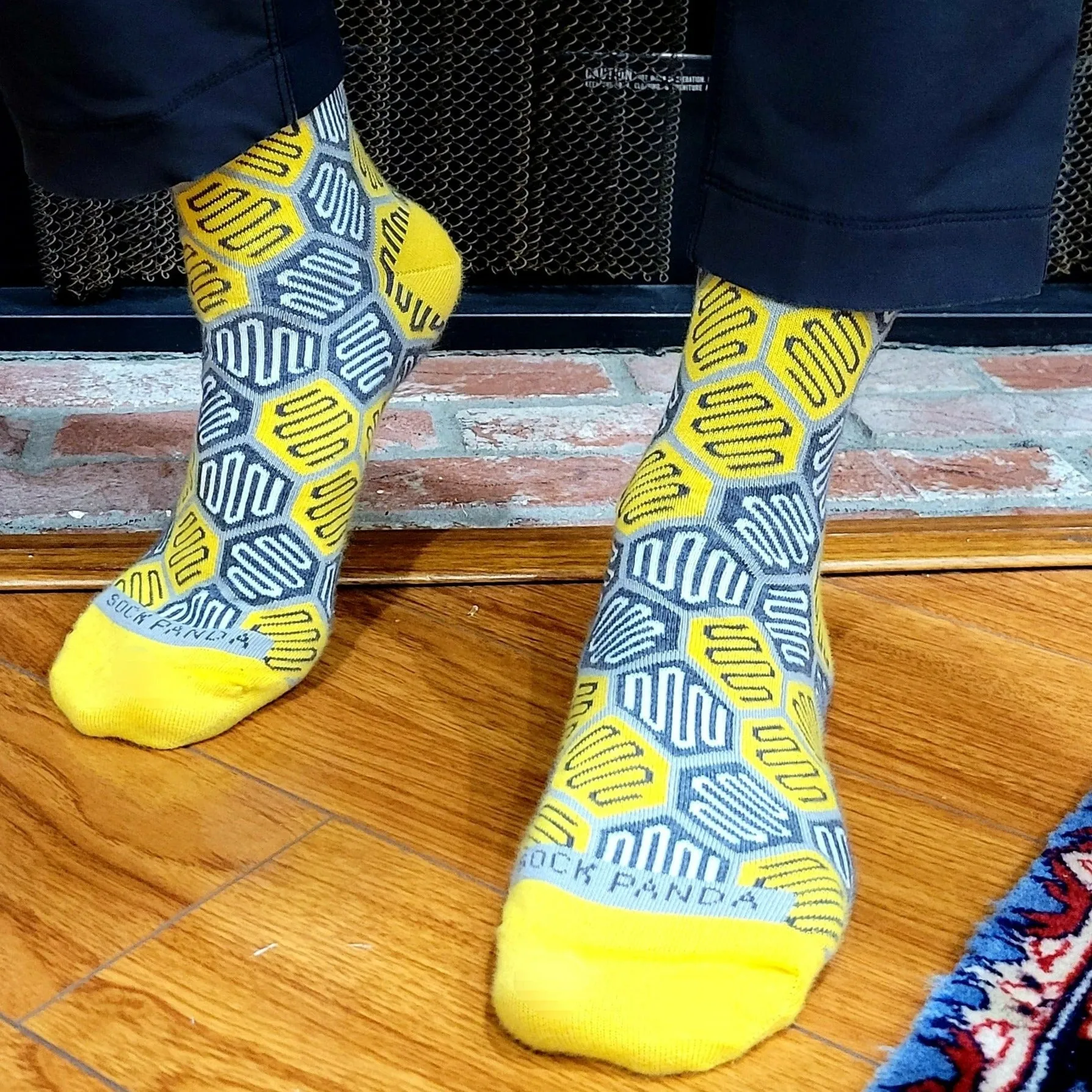 Yellow and Gray Hexagon Pattern Socks from the Sock Panda